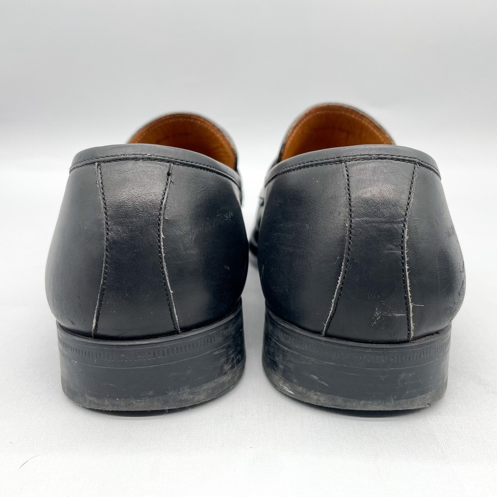 Magnanni Neiman Marcus Mens 9.5 M Penny Loafer Shoes Black Leather Apron Toe View 6